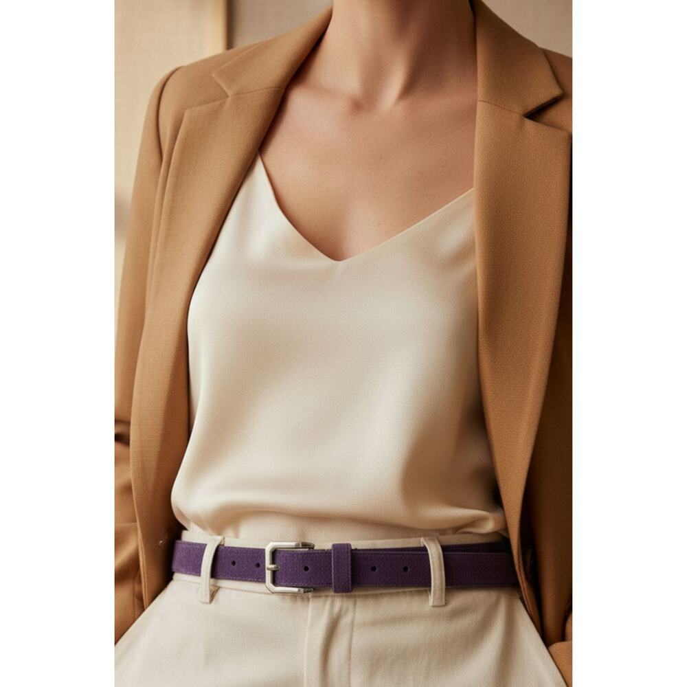 Talbots Womens Purple Suede Leather Belt Size Large – Workwear, Office Siren